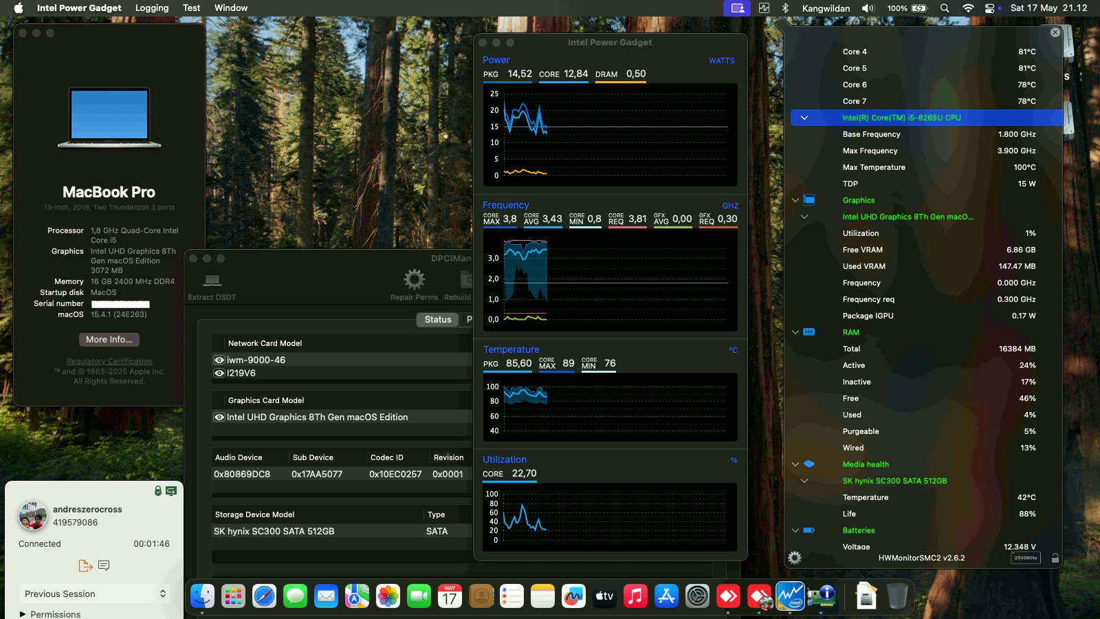 Success Hackintosh macOS Sequoia 15.4.1 Build 24E263 in Lenovo Thinkpad L390 Touchscreen